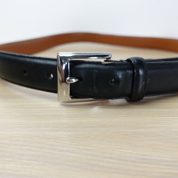 Polo Ralph Lauren Belt Mens‎ Black Leather Buckle 38 Classic Italian Work Basic - Picture 1 of 15
